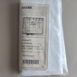 Sears Window Fashions Spindrift Vintage Curtain Pair Winter White Semi Sheer